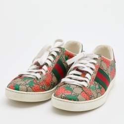 مملوكة مسبقًا Gucci Multicolor GG Supreme Canvas Ace Strawberry Sneakers Size 37