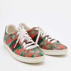 مملوكة مسبقًا Gucci Multicolor GG Supreme Canvas Ace Strawberry Sneakers Size 37