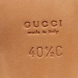 Pre Owned Gucci Brown/Beige GG Canvas Mid Calf Boots Size 40.5