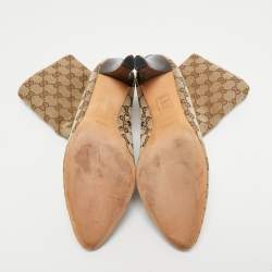 Pre Owned Gucci Brown/Beige GG Canvas Mid Calf Boots Size 40.5
