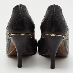 Pre Owned Gucci Black Guccissima Leather Pumps Size 39