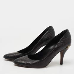 Pre Owned Gucci Black Guccissima Leather Pumps Size 39