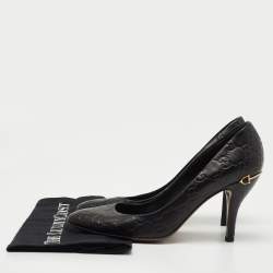 Pre Owned Gucci Black Guccissima Leather Pumps Size 39