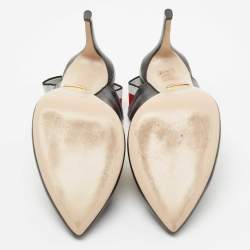 Pre Owned Gucci Black Leather Web Sylvie Slingback Pumps Size 36