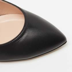 Pre Owned Gucci Black Leather Web Sylvie Slingback Pumps Size 36