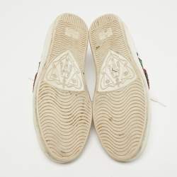 Gucci White Leather Embellished Lip Ace Sneakers Size 37
