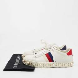 Gucci White Leather Pearl Embellished Ace Sneakers Size 35