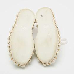Gucci White Leather Pearl Embellished Ace Sneakers Size 35