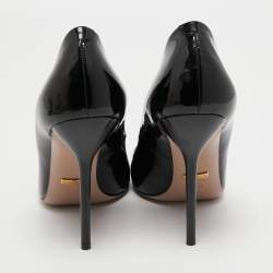 Pre Owned Gucci Black Patent Leather Bow Pumps Size 38.5