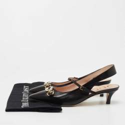 Pre Owned Gucci Black Leather Decollete Slingback Zumi Pumps Size 35