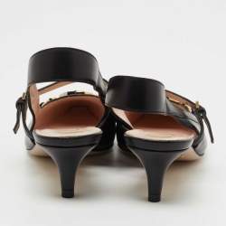 Pre Owned Gucci Black Leather Decollete Slingback Zumi Pumps Size 35