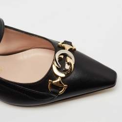 Pre Owned Gucci Black Leather Decollete Slingback Zumi Pumps Size 35