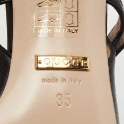 Pre Owned Gucci Black Leather Decollete Slingback Zumi Pumps Size 35