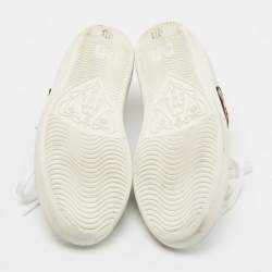 Gucci Silver Leather Embroidered Ace Sneakers Size 35