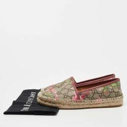Pre Owned Gucci Beige/Brown GG Floral Print Supreme Canvas Espadrille Flats Size 36