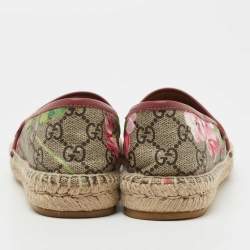 Pre Owned Gucci Beige/Brown GG Floral Print Supreme Canvas Espadrille Flats Size 36