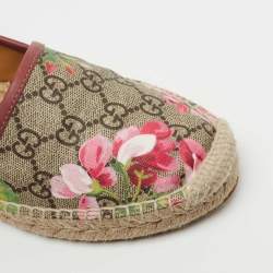 Pre Owned Gucci Beige/Brown GG Floral Print Supreme Canvas Espadrille Flats Size 36