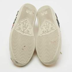Gucci Gold Python Embossed Leather and Leather Floral Embroidered Ace Low Top Sneakers Size 37