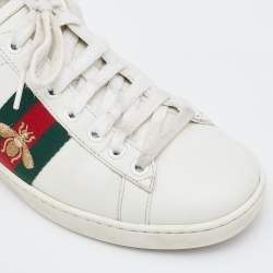 مملوكة مسبقًا Gucci White Leather Ace Bee Embroidered Sneakers Size 36
