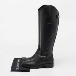 Pre Owned Gucci Black Micro Guccissima Leather Boots Size 35.5