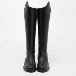 Pre Owned Gucci Black Micro Guccissima Leather Boots Size 35.5