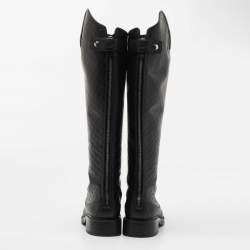 Pre Owned Gucci Black Micro Guccissima Leather Boots Size 35.5