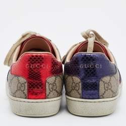 Gucci Beige/Brown GG Supreme Canvas Ace Web Sneakers Size 39