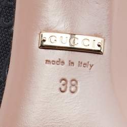 Pre Owned Gucci Black GG Embossed Leather Embellished Pumps Size 38