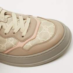 Pre Owned Gucci Multicolor Leather and Canvas Chunky B Sneakers Size 40