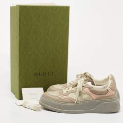 Pre Owned Gucci Multicolor Leather and Canvas Chunky B Sneakers Size 40