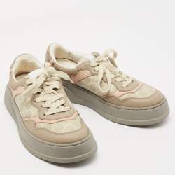 Pre Owned Gucci Multicolor Leather and Canvas Chunky B Sneakers Size 40