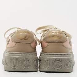 Pre Owned Gucci Multicolor Leather and Canvas Chunky B Sneakers Size 40