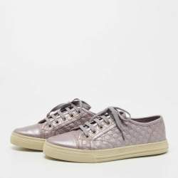 Gucci Metallic Light Purple Guccissima Leather Low Top Sneakers Size 35.5