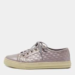 Gucci Metallic Light Purple Guccissima Leather Low Top Sneakers Size 35.5