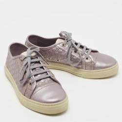 Gucci Metallic Light Purple Guccissima Leather Low Top Sneakers Size 35.5