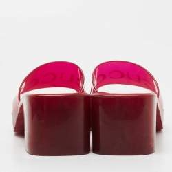 Gucci Red PVC Logo Block Heel Slide Sandals Size 36