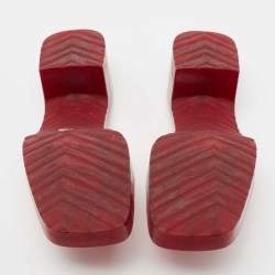 Gucci Red PVC Logo Block Heel Slide Sandals Size 36