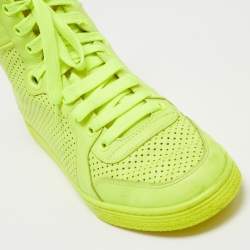 Gucci Neon Green Leather High Top Sneakers Size 37