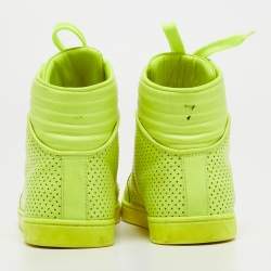 Gucci Neon Green Leather High Top Sneakers Size 37