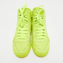 Gucci Neon Green Leather High Top Sneakers Size 37