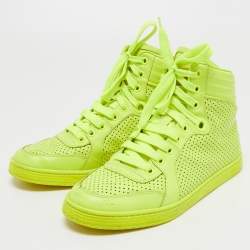 Gucci Neon Green Leather High Top Sneakers Size 37