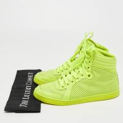 Gucci Neon Green Leather High Top Sneakers Size 37