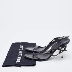 Pre Owned Gucci Black Leather Strappy Sandals Size 37.5