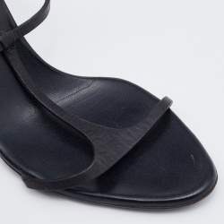 Pre Owned Gucci Black Leather Strappy Sandals Size 37.5