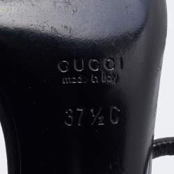 Pre Owned Gucci Black Leather Strappy Sandals Size 37.5