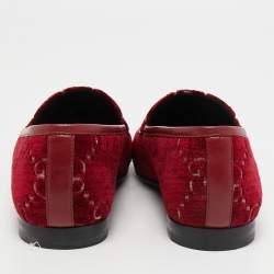 Pre Owned Gucci Red GG Velvet Jordaan Loafers Size 38.5