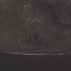 Pre Owned Gucci Black Leather Horsebit Thong Flats Size 37.5