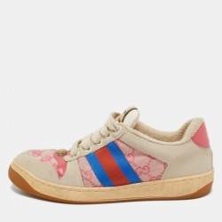 Gucci Grey/Pink Nubuck Leather and GG Canvas Screener