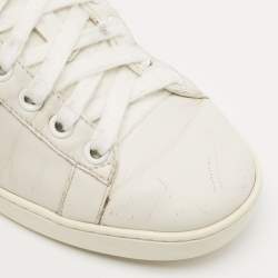 Pre Owned Gucci White Leather Embroidered Ladybug and Pineapple Ace Sneakers Size 35