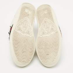 Pre Owned Gucci White Leather Embroidered Ladybug and Pineapple Ace Sneakers Size 35